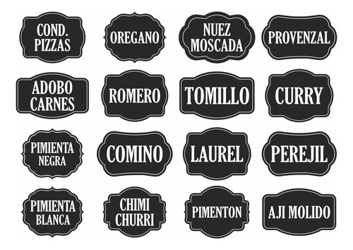 Etiquetas - Stickers Para Frascos Especieros - Especias 16