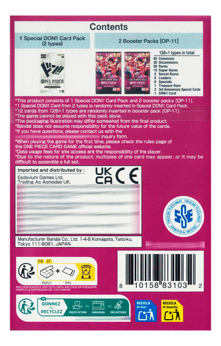 Paquete doble de una pieza Fist Of Divine Speed Dp 07 Booster en inglés, paquete doble Fist Divine Speed