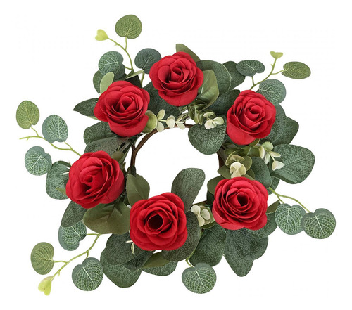 Anillo De Vela De Rosas Artificiales, Corona De Hojas De
