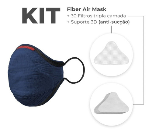 Imagem 1 de 1 de Kit Máscara Proteção Fiber Knit 3d Sport Air Mask Original
