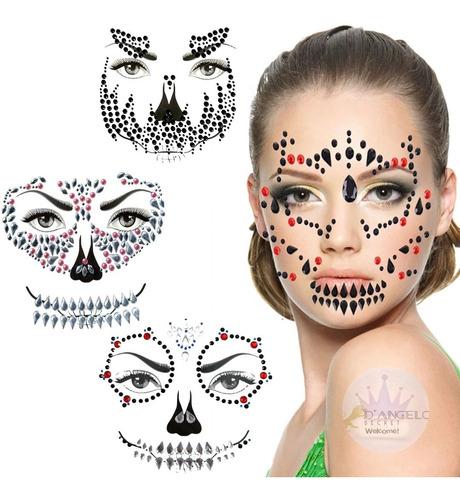 Strass Adhesivos Para Maquillaje En Halloween Pack3