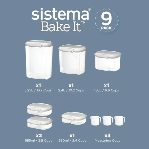 Set De 9 Contenedores Herméticos Sistema Bake It