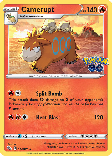 Camerupt 14/78 Carta Pokemon Pokémon Go Sword & Shield