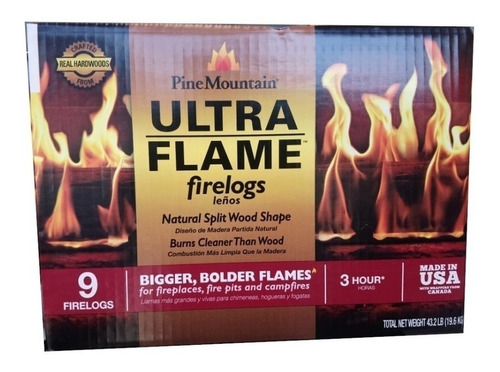 Leños Chimenea Pine Mountain Ultra Flame 9 Leños, 3 Horas