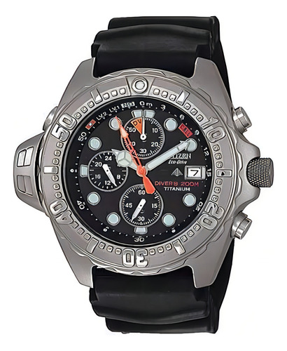 Reloj Citizen Hombre Buceo 200 M Bj203008e Color De La Malla Negro Color Del Bisel Gris Color Del Fondo Negro