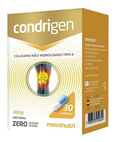 Suplemento em cápsula Maxinutri  Saúde Condrigen colágeno tipo ii Condrigen em caixa de 16.8g 30 un