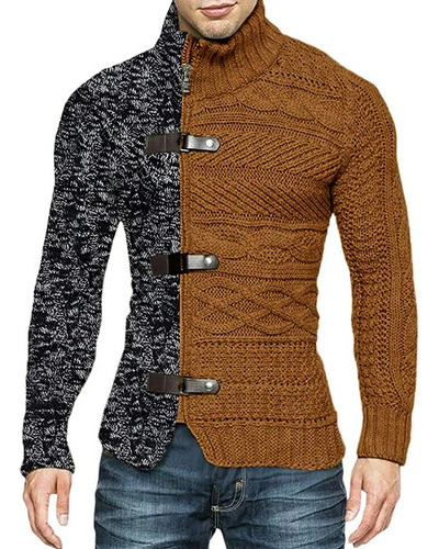 Cárdigan De Cuello Alto Para Hombre  Suéter De Punto