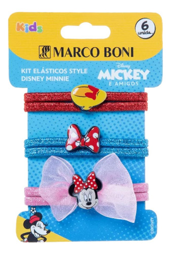 Kit 6 Elásticos De Cabelo Coleção Disney Minnie Marco Boni
