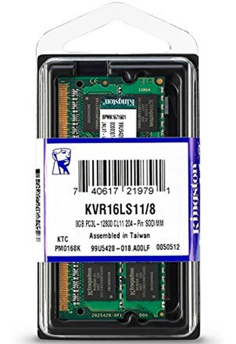 Memoria Ram Sodimm Kingston Ddr3l 8gb 1600mhz Kvr16ls11/8 /v