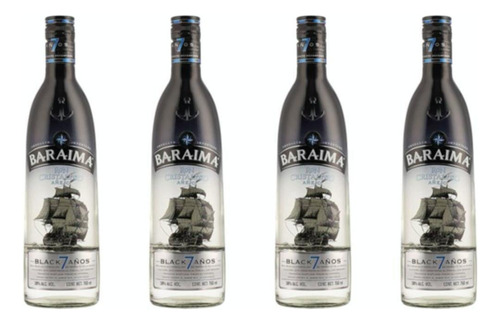 Pack De 4 Ron Baraima Black Añejo Cristalino 7 Años 750 Ml