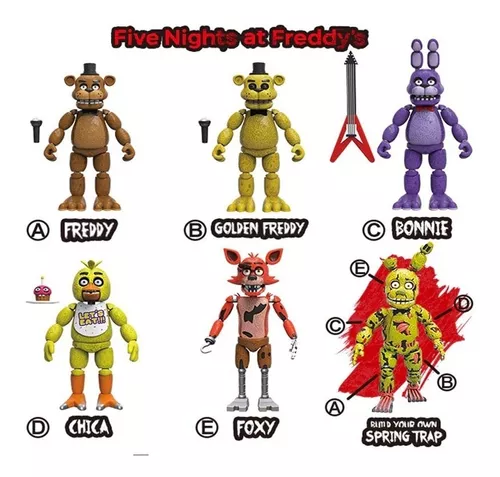 6 Bonecos 14cm Articuladados Five Nights Freddy Chica Foxy..