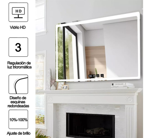 Banna Espejo Led Para Baño 70x90cm Touch 3 Modo Con Función Antiva