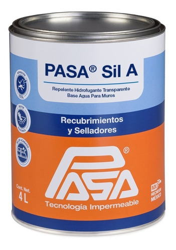 Pasa Sil A Hidrofugo Repelente Siliconizado, Base Agua 4 Lts