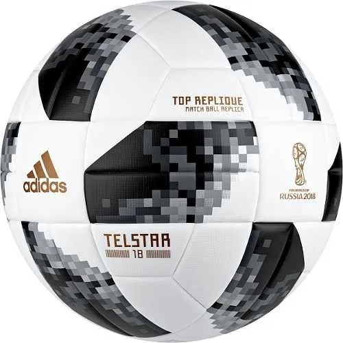 Pelota de fútbol adidas Telstar 18 Top Replique nº 5 color blanco y negro y plateado
