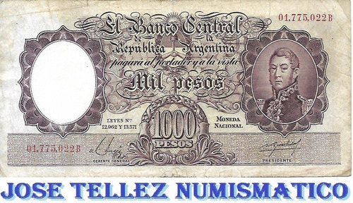 Bottero 2138 $1000 Moneda Nacional Numeros Rojos Bue Palermo