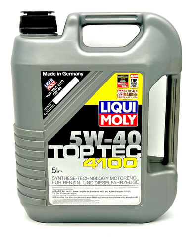Aceite Motor Liqui Moly 5w40 Top Tec 4100 5 Litros