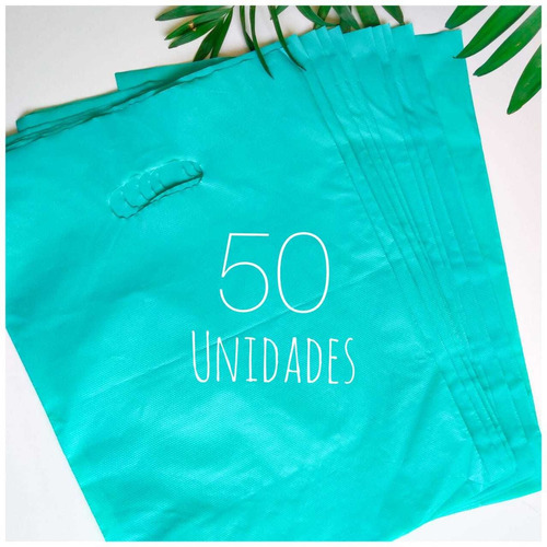 50 Sacolas Plástica Premium Boca De Palhaço 20x30 Cor Verde Tiffany