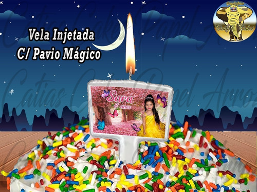 Imagem 6 de 10 de Vela Aniversário C/ Pavio Mágico Catia's Cakes Foto E Idade