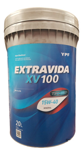 Ypf Extra Vida Xv 100 Sae 15w40 X 20 L Api Ch-4