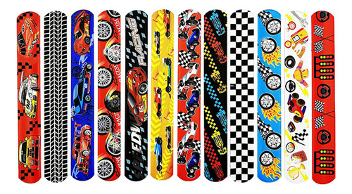 Set 12 Brazaletes Pulceras Cotillón Cumpleaños Autos Carrera