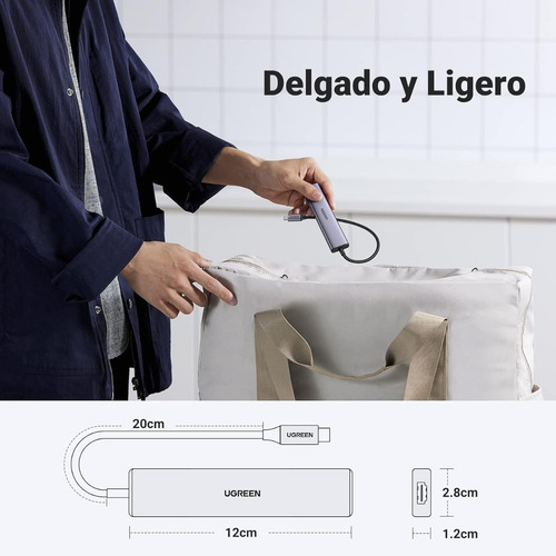 Ugreen Adaptador 5 En 1 Tipo C+ Ethernet Hdmi Hub Usb 3.0 Dh