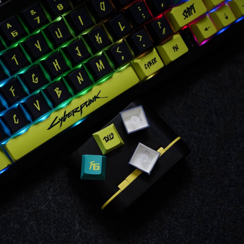 Ultraequipe Pbt Keycaps Cyberpunk Keycaps Brilham Através Do
