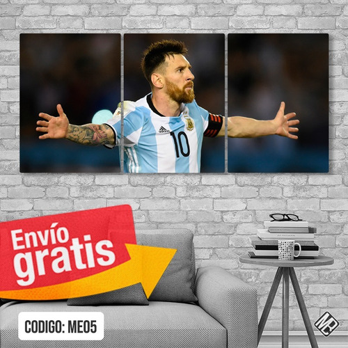 Mundial Rusia Cuadros Modernos Messi Argentina 180x84cms