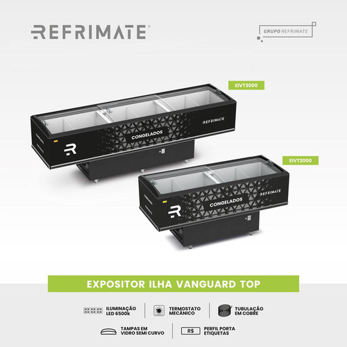 Expositor Ilha Top 800l Semicurvo 3m Eivt3000 127v Refrimate