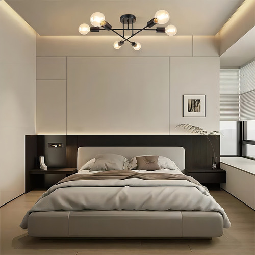 Banna 1 Piece E26 Lámpara Colgante Moderna E26, Plafón De Estilo Industrial De 6 Luces En Negro Para Isla De Cocina, Dormitorio, Comedor, Salón, Casa De Campo