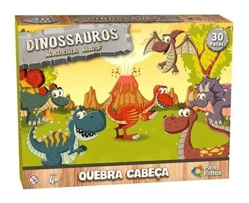 Jogo Dinossauro 3D - quebra-cabeça em madeira reflorestada - Magazine Stock