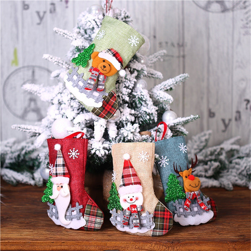 4pcs Medias De Navidad, Bolsa De Regalo De Navidad