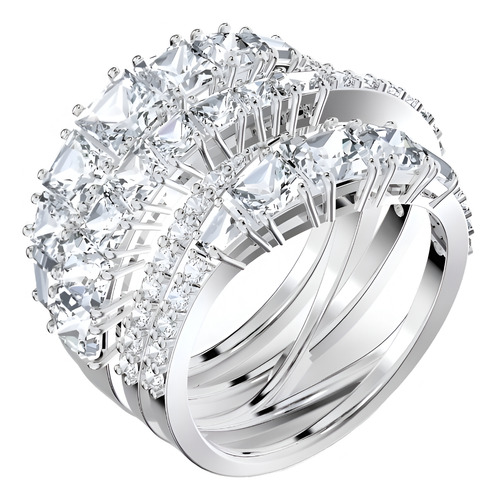 Anillo Swarovski Hyperbola Tallas Mixtas Baño De Rodio