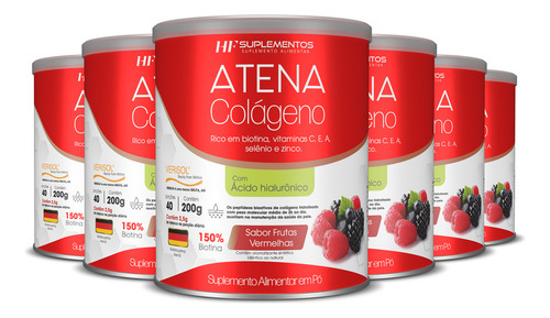 6x Colágeno Atena Verisol+ácido Hialurônico Frutas Vermelhas