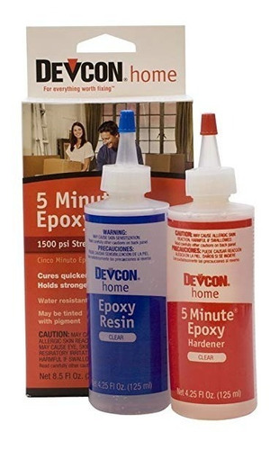 Devcon Epoxi, 5 Minute Epoxy, 2 Botellas Net Oz Fl 8,5 (250 