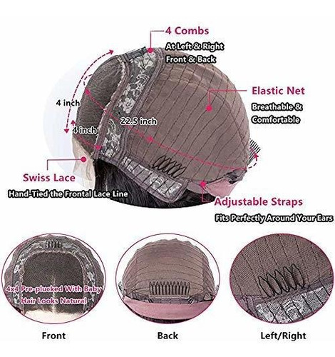 Pelucas De Encaje Con Corte Pixie De Cabello Humano Corto Y