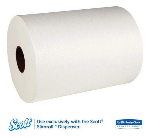 Scott Control Slimroll - Toallas De Papel (12388) Con Bolsillos De Absorción De Secado Rápido, Color Blanco, 6 Rollos/funda, 580 Pies/rollo