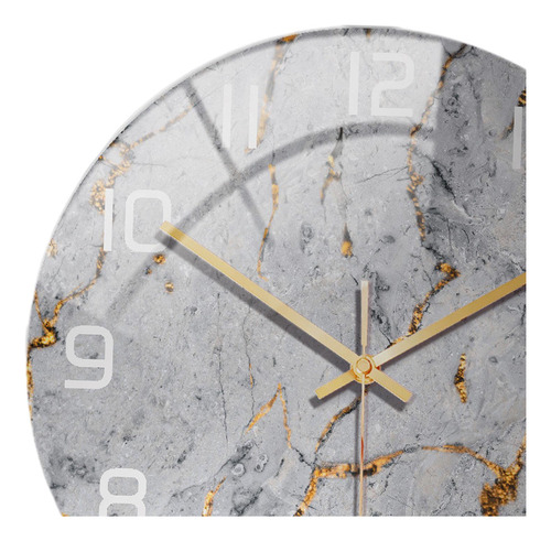 Reloj De Pared Con Estampado De Mármol, Funciona Con Gris