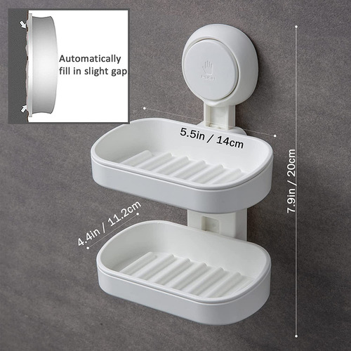 W Soporte De Jabón Con Ventosa De Doble Capa Para Baño Y.
