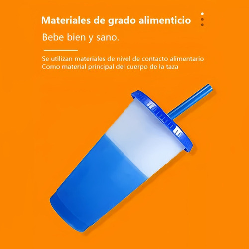 . Vasos Magicos Cambian De Color Con Tapa Y Popote 710ml
