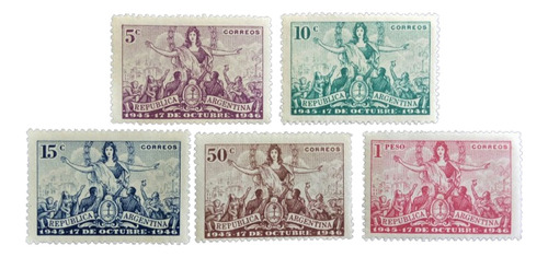 Argentina, Serie Gj 935-39 Aniversario Mov 1946 Mint L14752