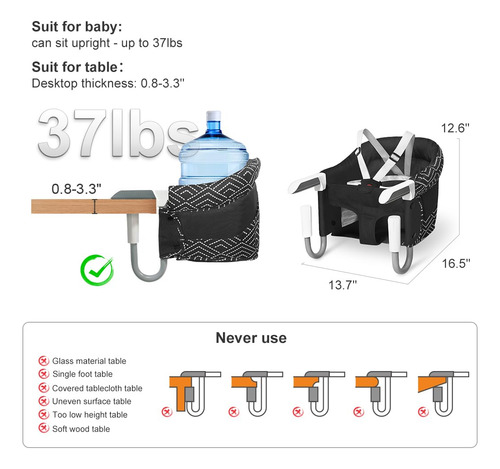 Mtwml Silla Alta Portátil Para Mesa Silla Alta Con Gancho Nombre Del Diseño Color