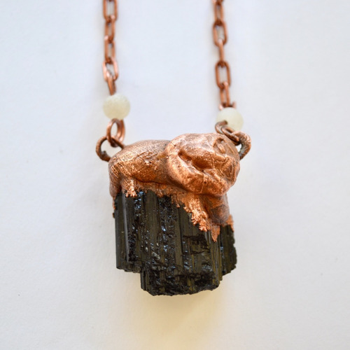 Imagen 7 de 8 de Collar Turmalina Negra, Agatas Y Cadena De Cobre, Cod1