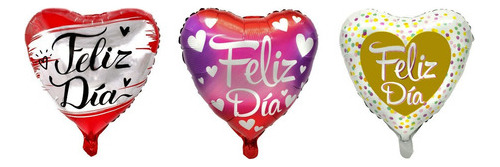 Pack 50 Globos Corazones Feliz Día 45cm Con Varillas