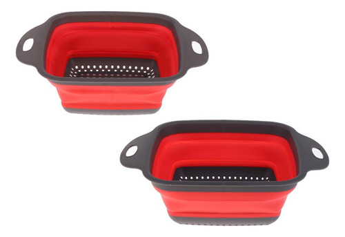 Juego De 2 Coladores Plegables Cuadrados De Silicona Aptos P