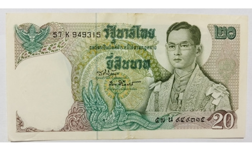 1 Billete Tailandia 20 Baht 1969 Estado Regular