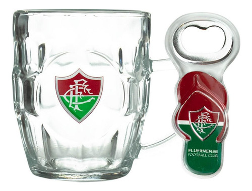 Caneca Vidro 310ml Com Abridor - Fluminense