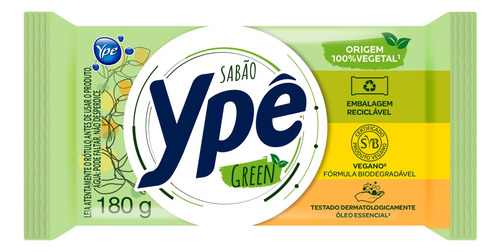 Sabão em pão Ypê Green green  180 g 