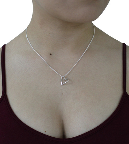 Imagen 5 de 9 de Collar Dije Y Cadena Corazón En Plata .925 Agálea Joyería