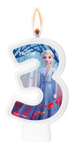 Imagem 1 de 1 de Vela Aniversário Festa Frozen 2 Numeral - Número 3 - 01 Unid
