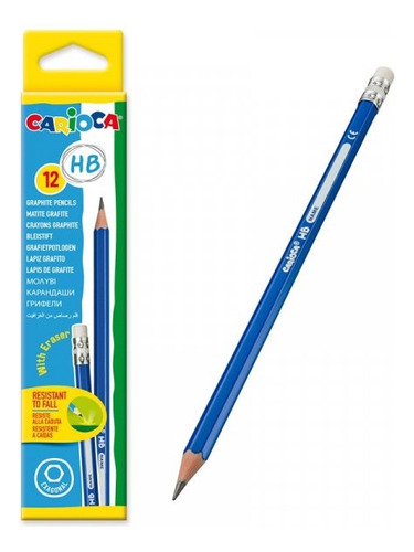 Lápices De Escribir Carioca Hb Con Goma. Caja X 12 Unidades